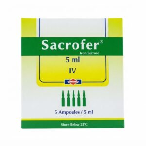 Sacrofer 100 mg/5 ml 5 IV Ampoules for Iron Deficiency Anemia Treatment and Iron Replacement